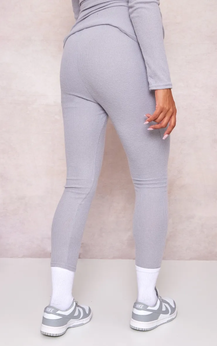 Â Maternity Grey Brushed Rib Leggings